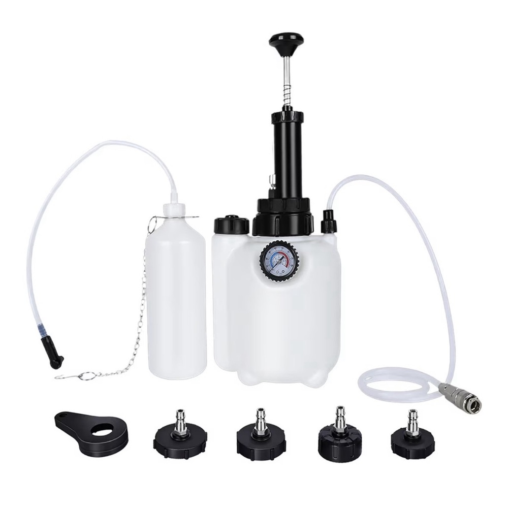 DurionAuto 3L Brake Bleeder Kit Vacuum Pump w/ 1L Bottle & 4 Adapters